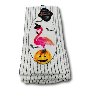 Colordrift Haunted Halloween 2 Pack Kitchen Towels Flamingo Pumpkin Bats